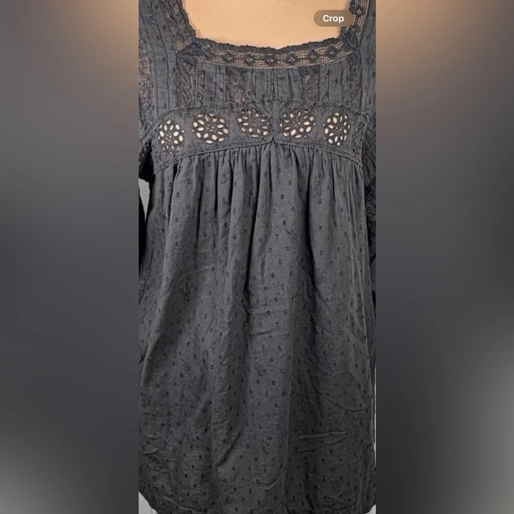 Free People Azalea Lace Tunic Top Black Size XS